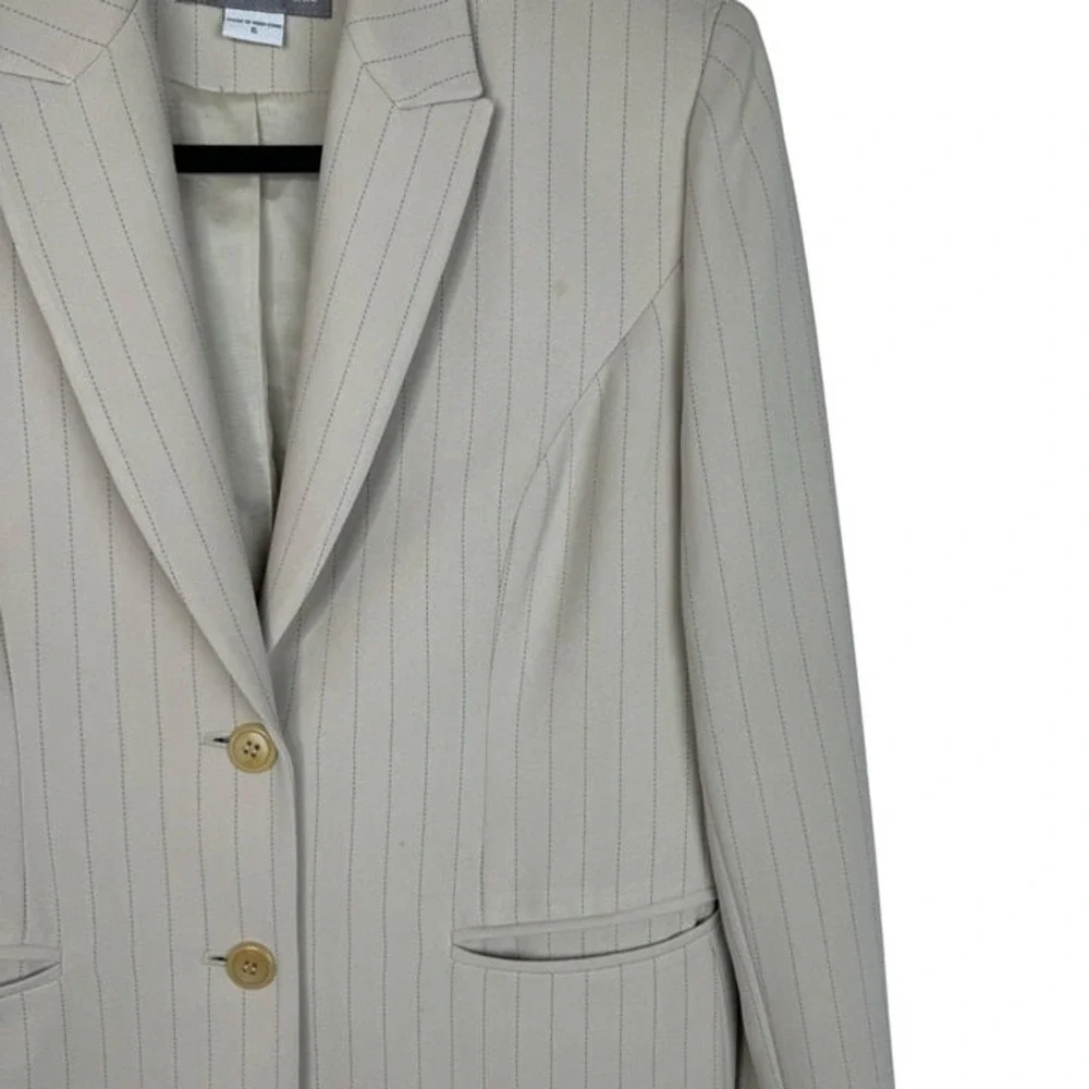 Vintage Beige Petite Sophisticate Collectibles Women's Size 6‎ Blazer Pinstripe